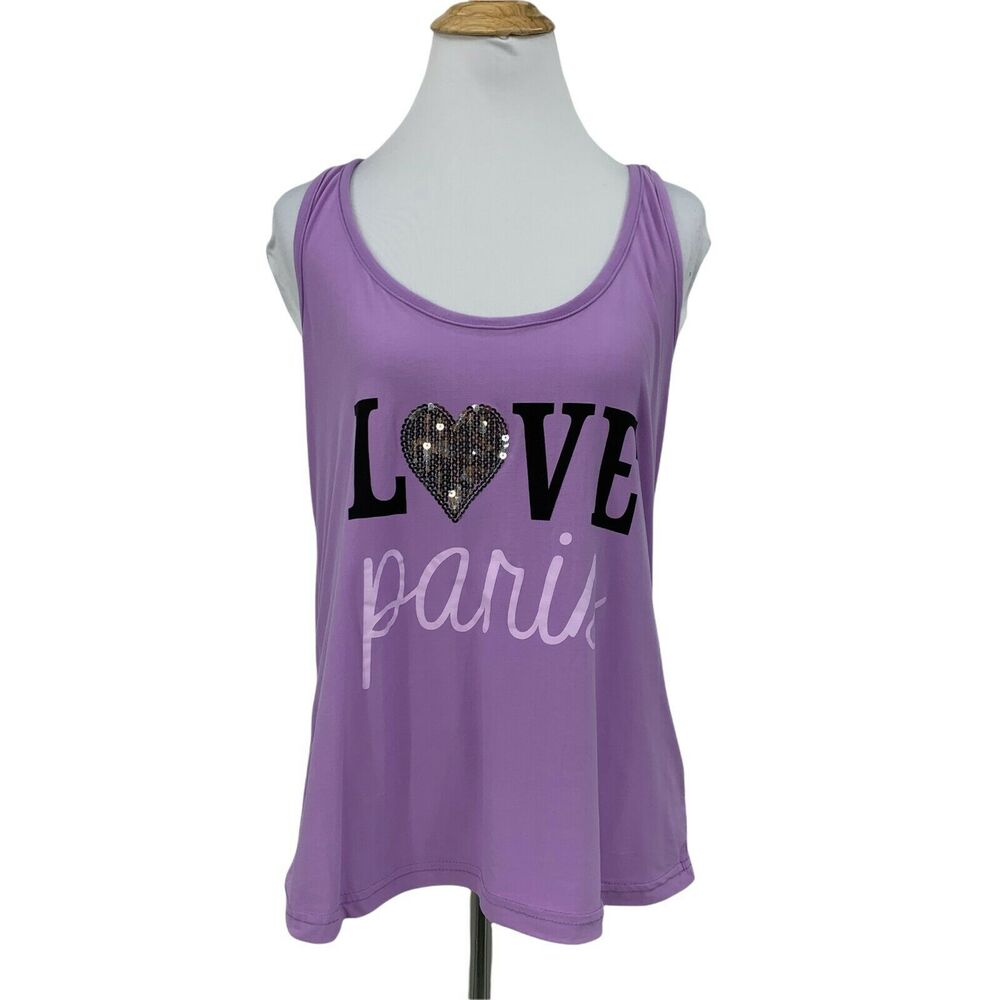Em & Alfie Racerback Knotted Tank Top Women's Plus Size 1X Scoop Neck Love Paris